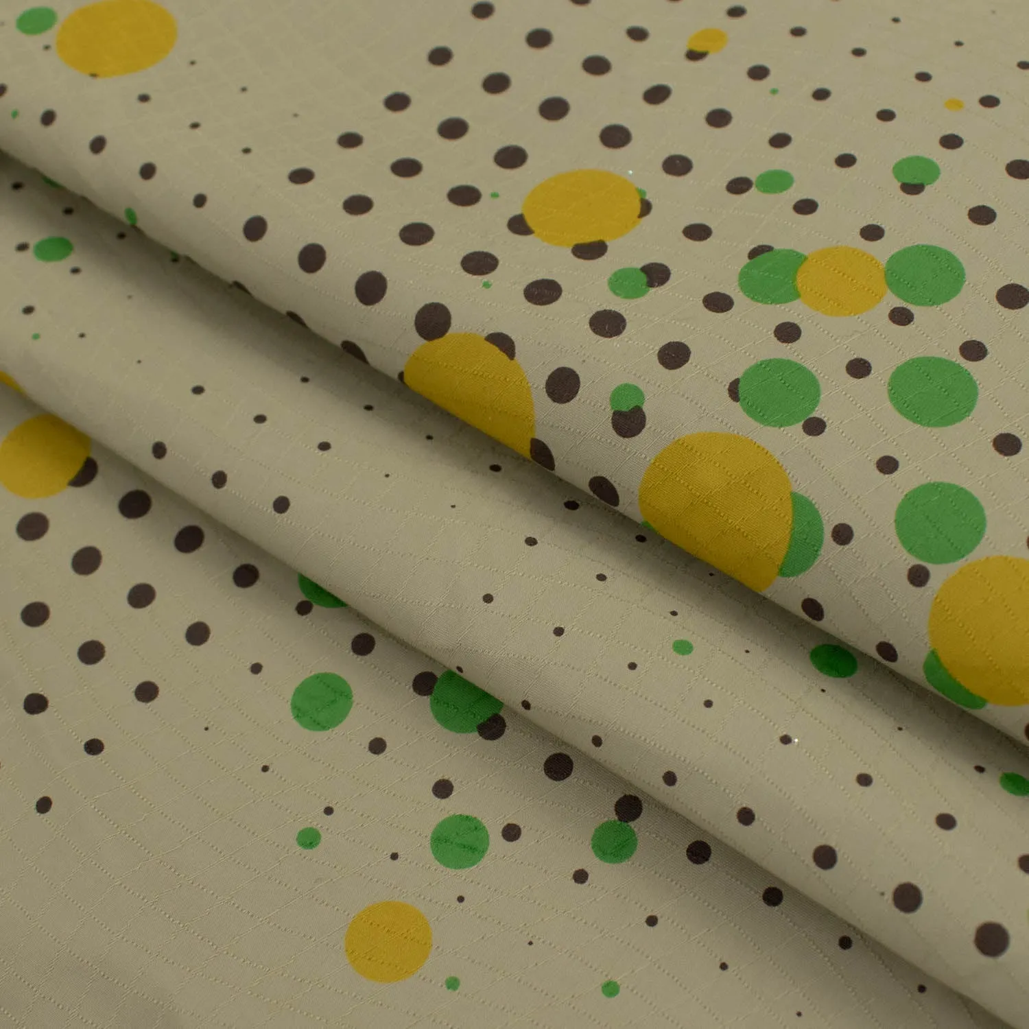 Printed Lining Design-12 Yellow & Green Dots on Khaki