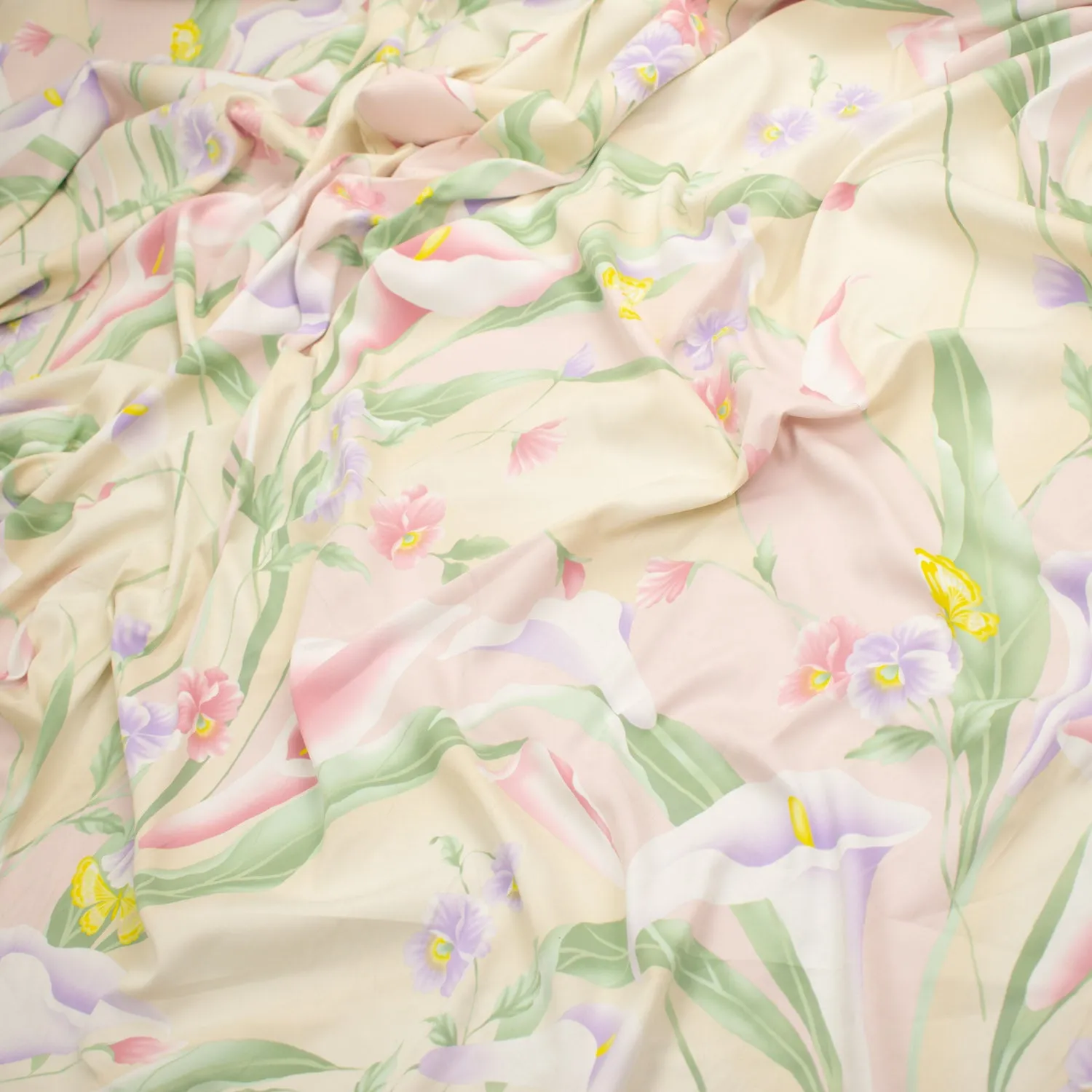 Printed Lining Design-17 Baby Pink & Lilac Tulip on Cream