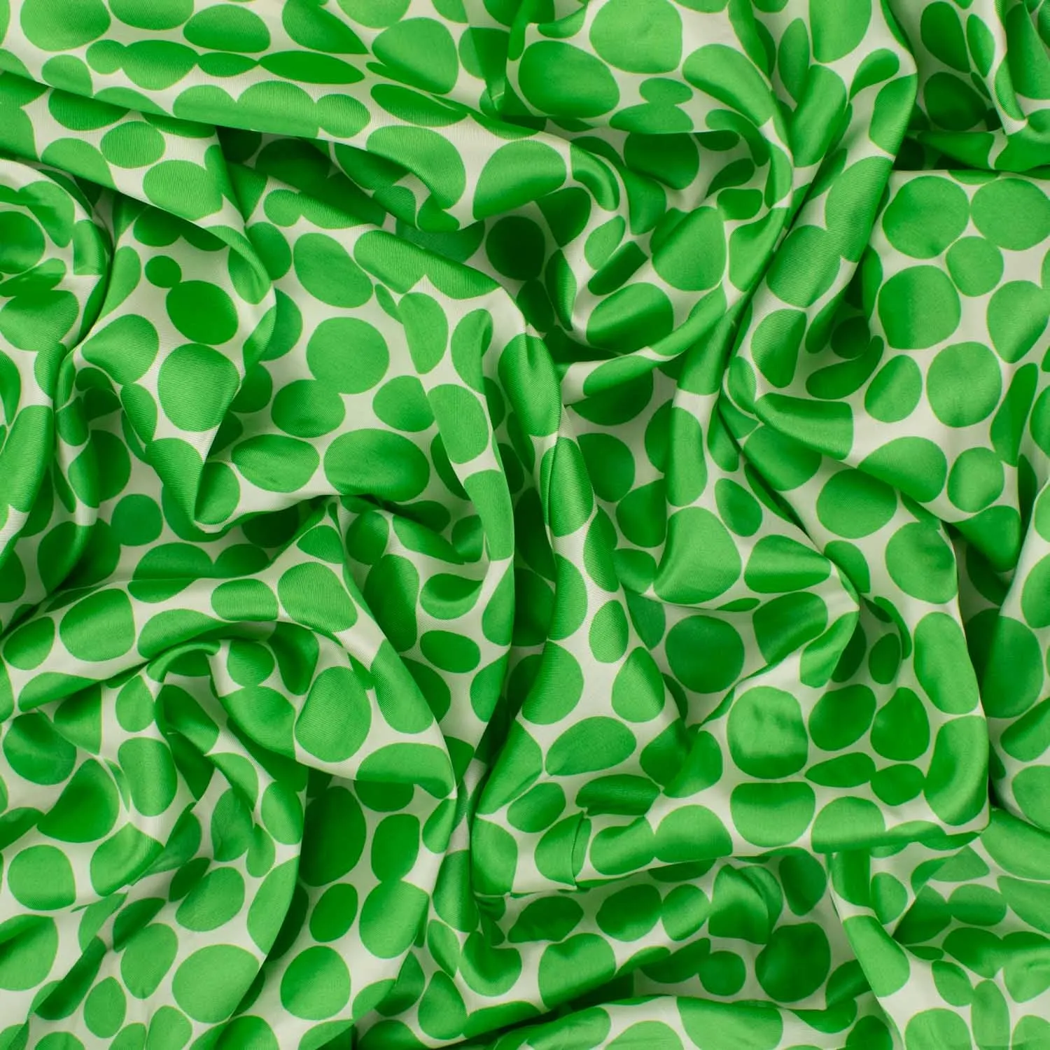 Printed Lining Design-21 Green Dots on White