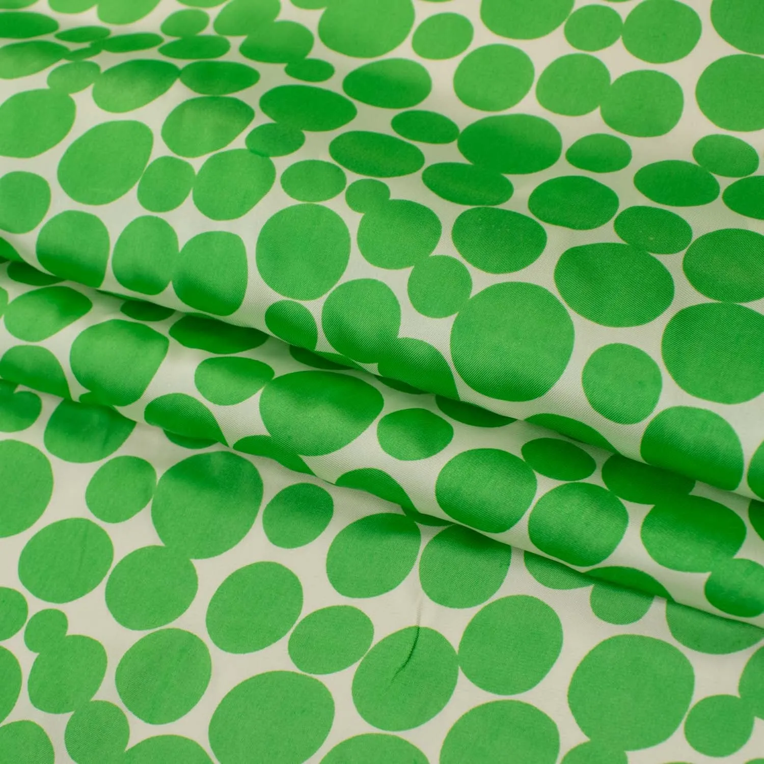 Printed Lining Design-21 Green Dots on White