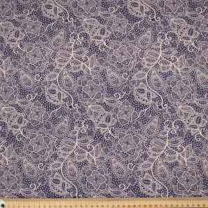 Provence Collection #17 Floral Lace on Purple Blue Cotton Prints