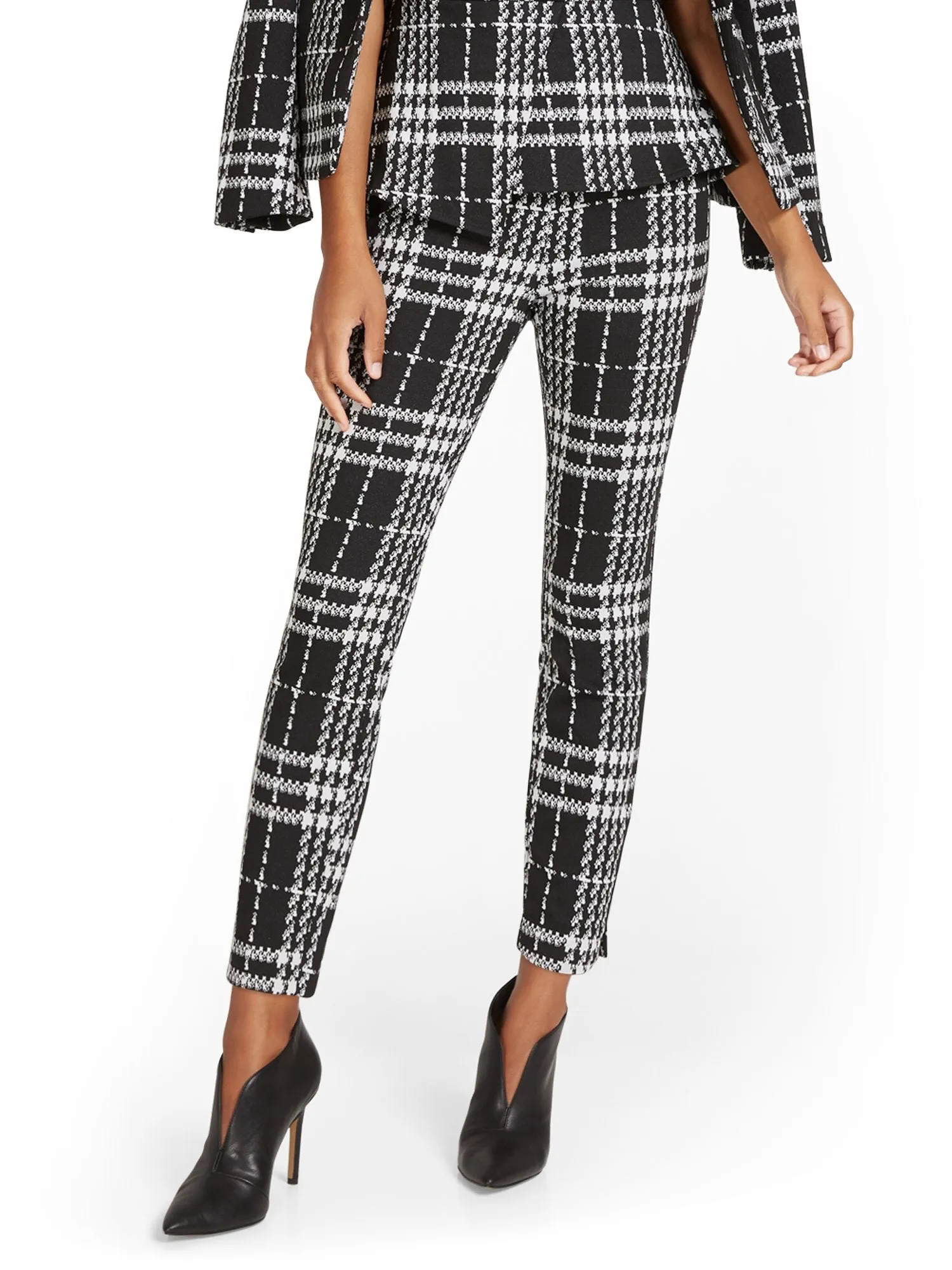 Pull-On Plaid Ankle Ponte Pant - Superflex