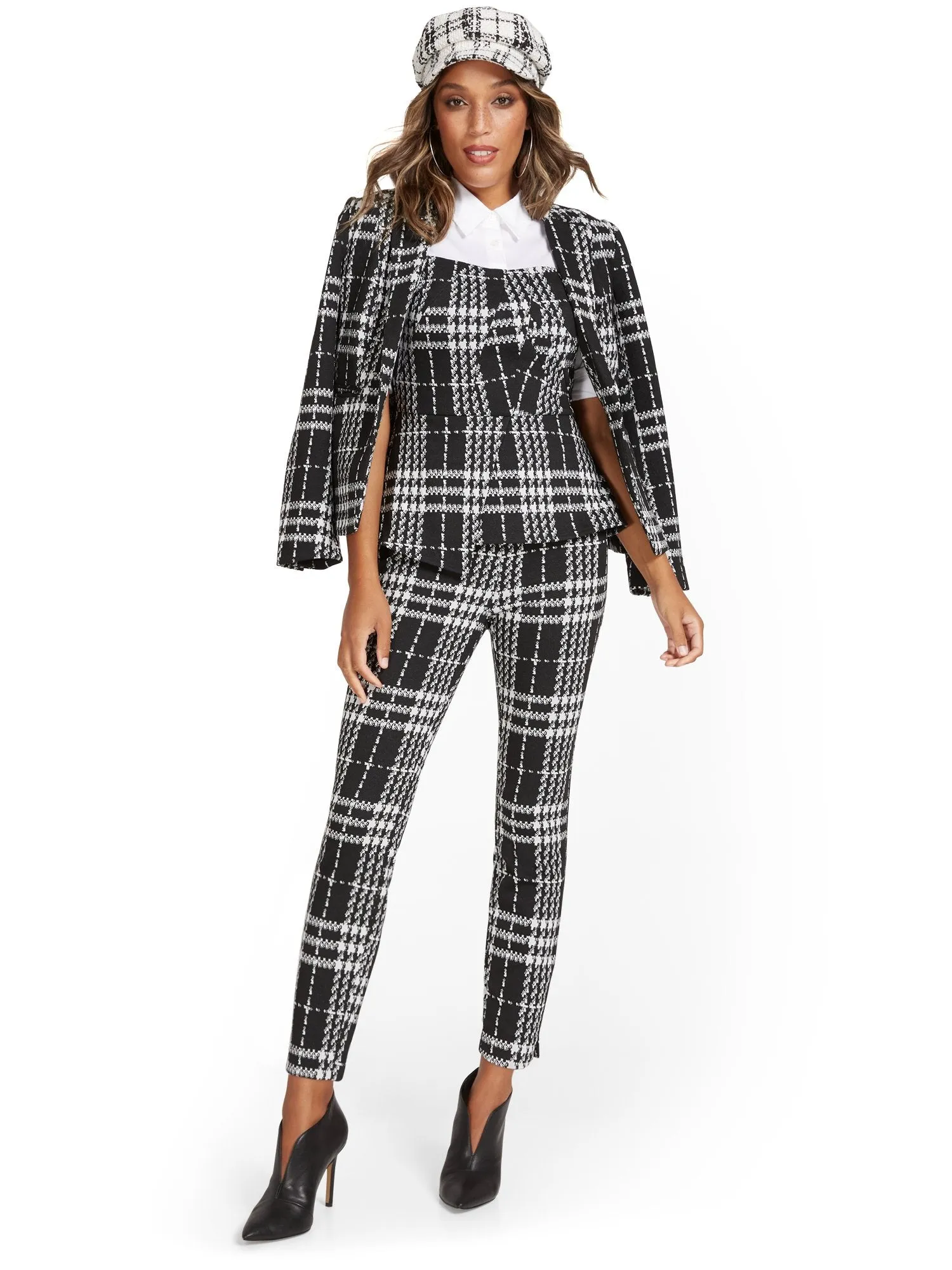 Pull-On Plaid Ankle Ponte Pant - Superflex