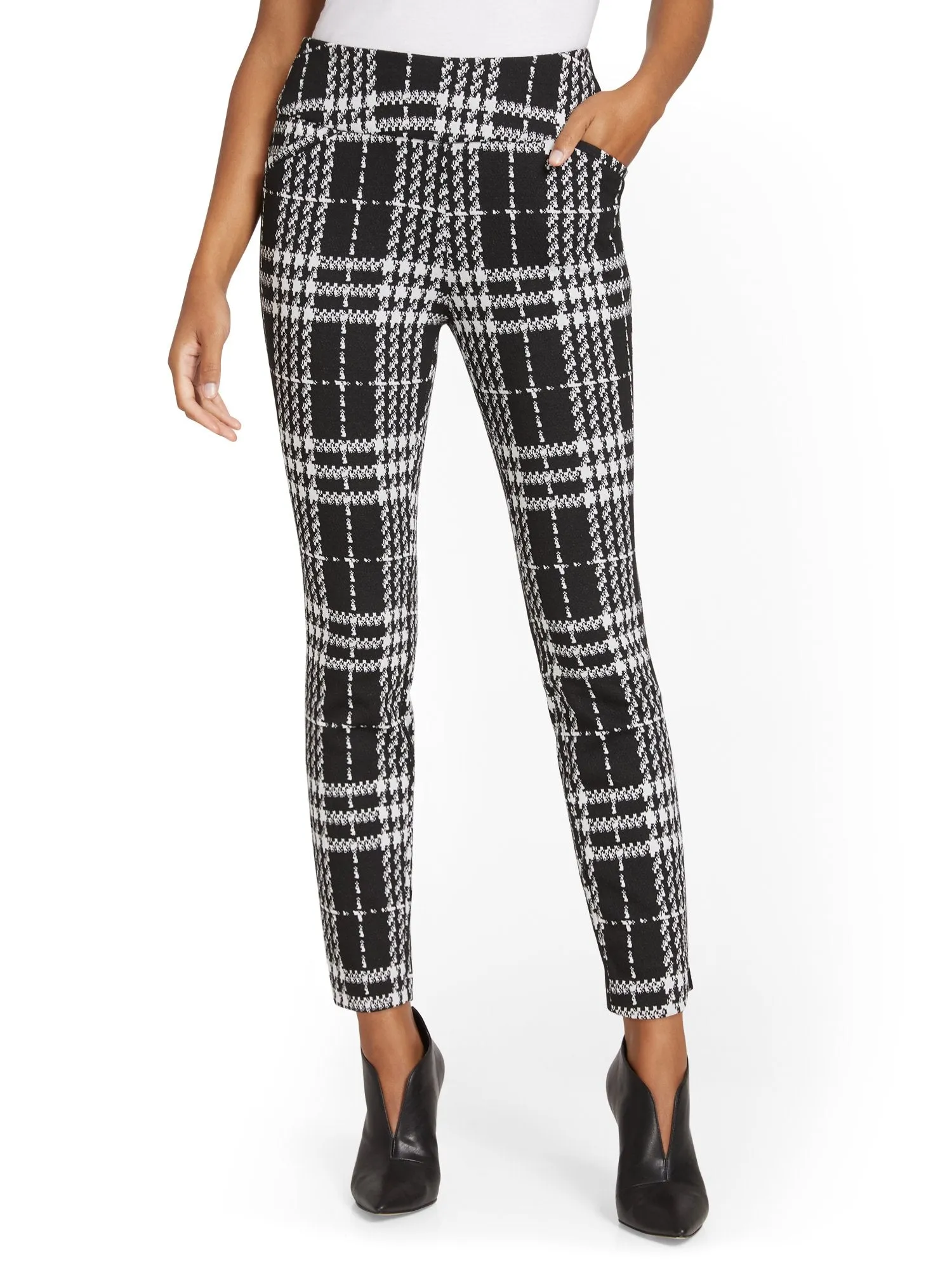 Pull-On Plaid Ankle Ponte Pant - Superflex