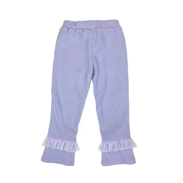 Purple Ruffle Trim Pants