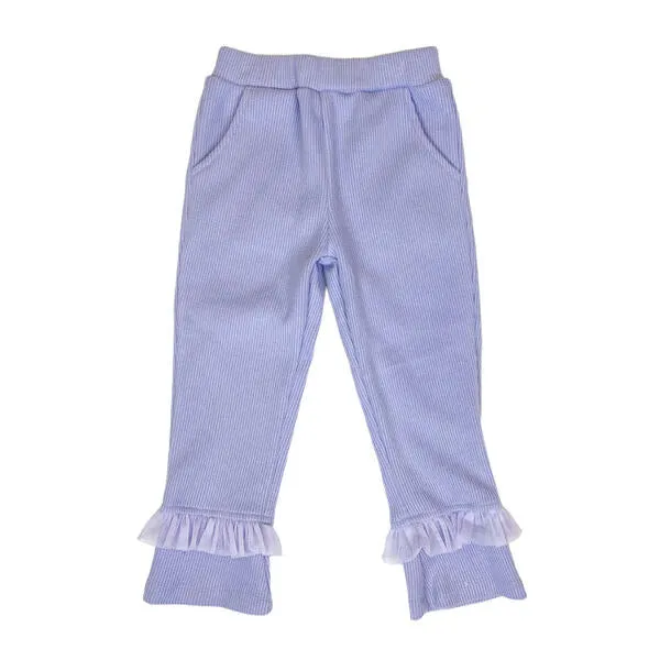 Purple Ruffle Trim Pants