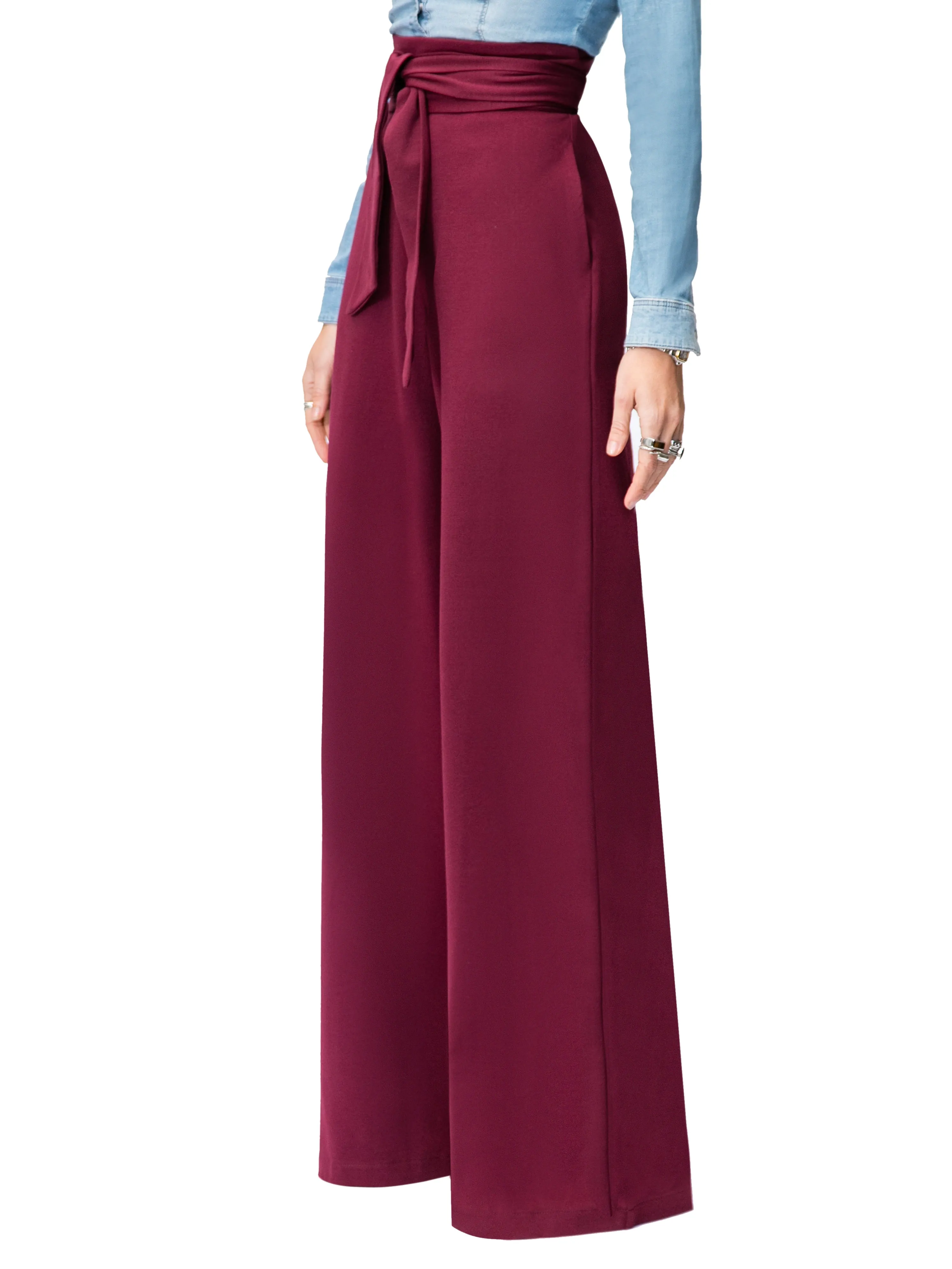 "Eleanor" Raisin Belted High Waist Pants