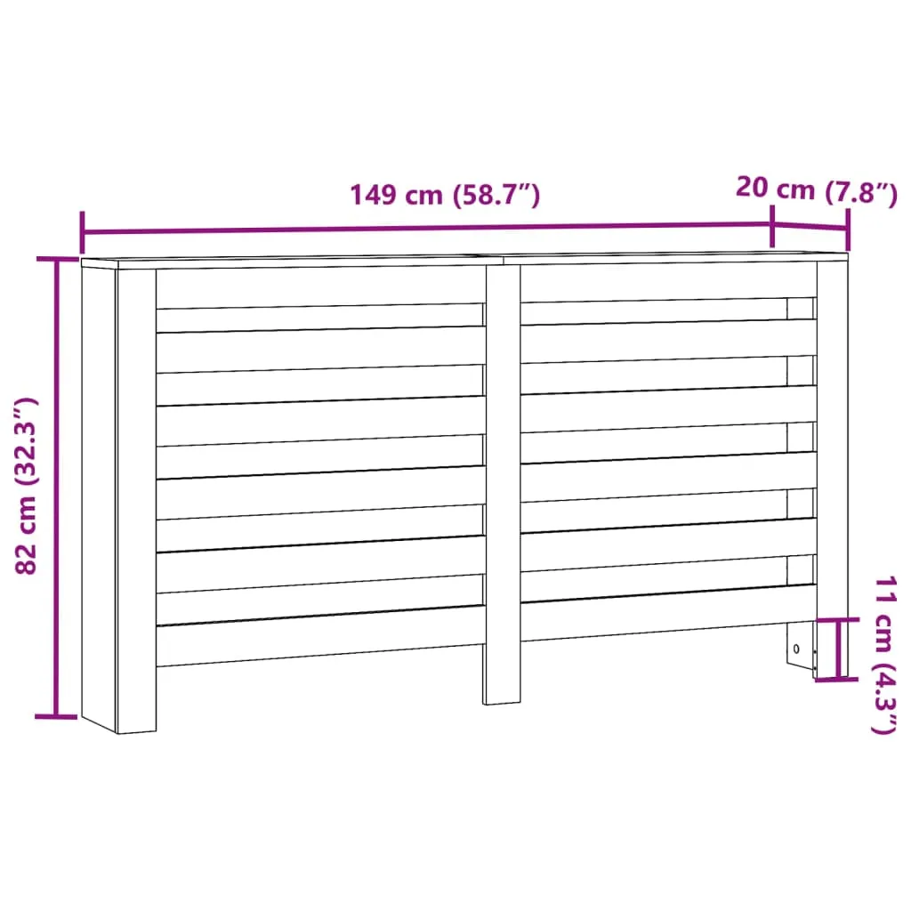 Radiator Cover Black 149x20x82 cm Engineered Wood