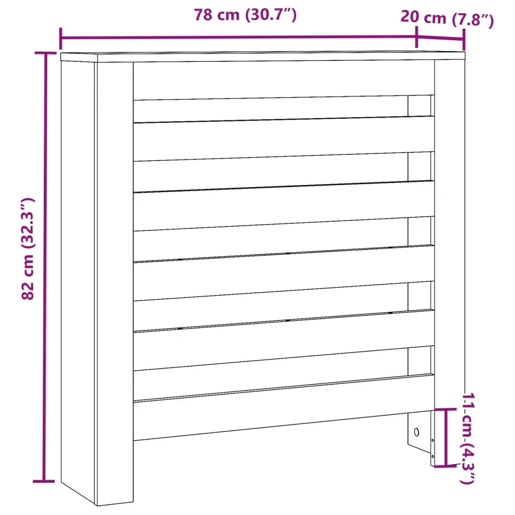 Radiator Cover Black 78x20x82 cm Engineered Wood