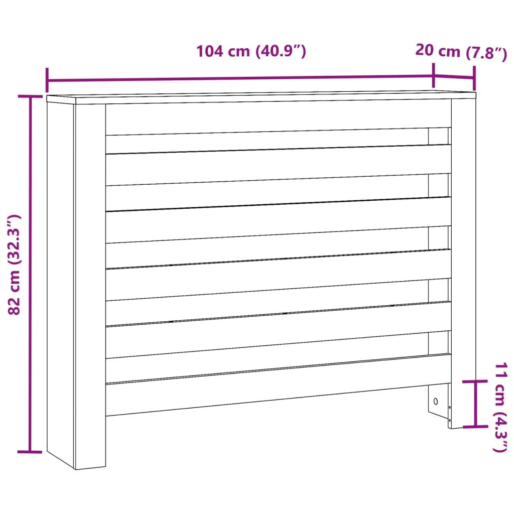 Radiator Cover Sonoma Oak 104x20x82 cm Engineered Wood