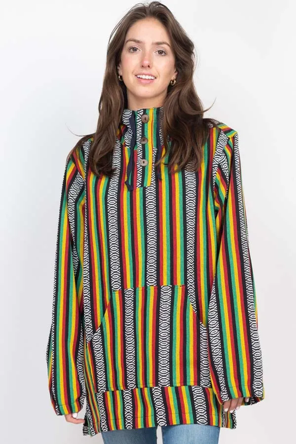 Rasta Baja Button Hoodie