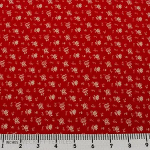 Red & Cream Vintage Floral Cotton Print