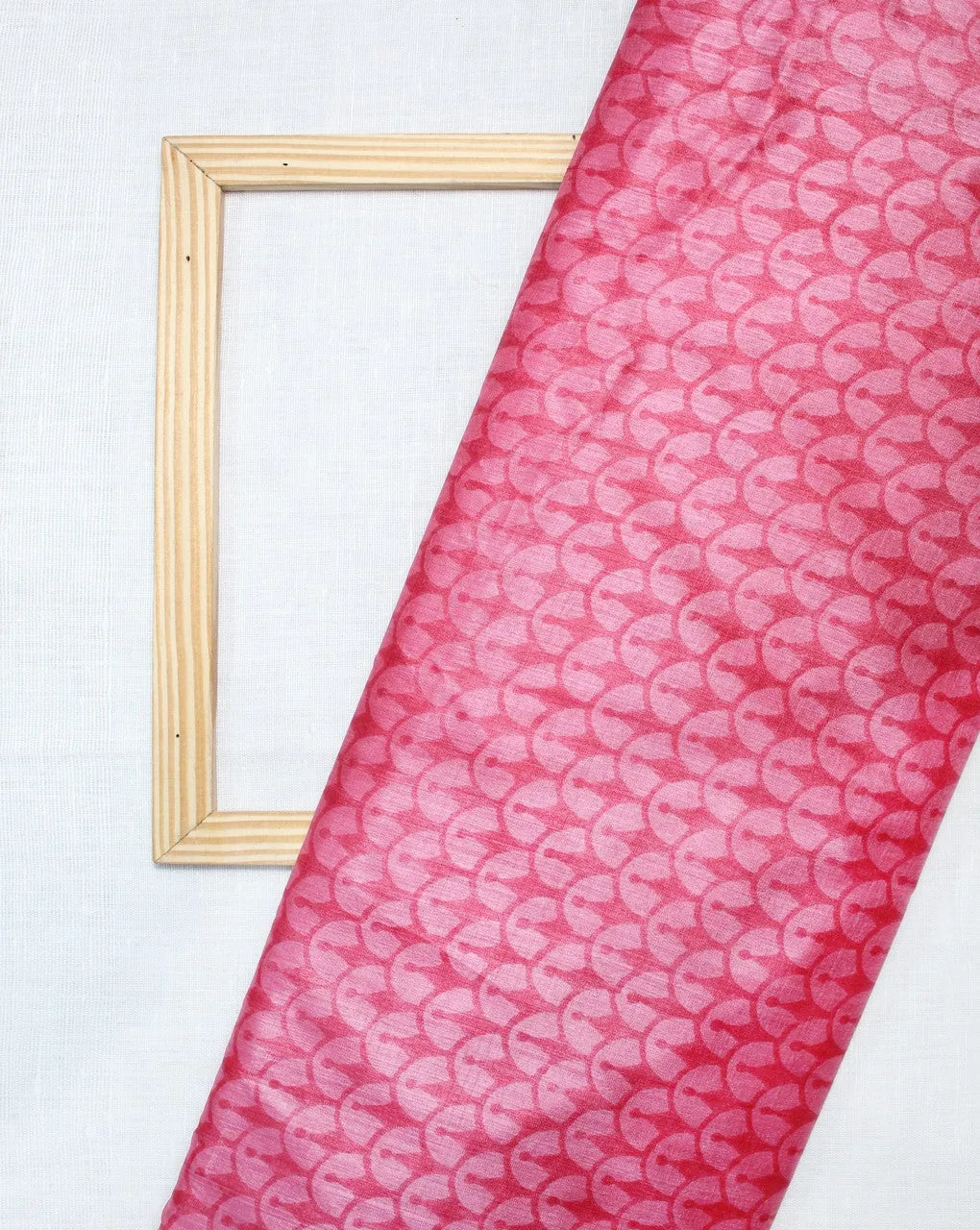 Red And Pink Abstract Design Tussar Silk Fabric