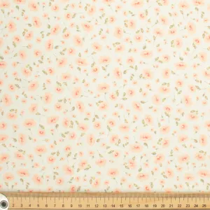 Ruby Red Collection #09 Small Pink Flowers on Pale Yellow Cotton Prints