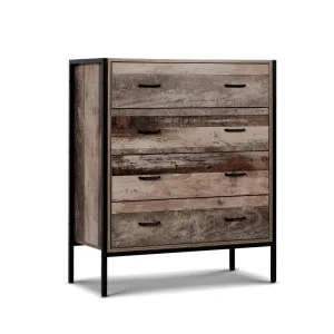 Rustic Industrial Look 4-drawer Tallboy