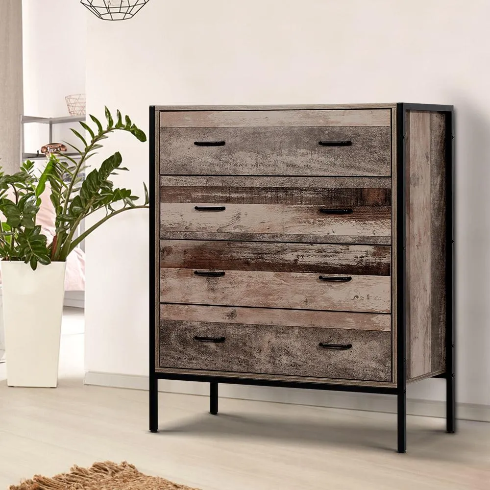 Rustic Industrial Look 4-drawer Tallboy