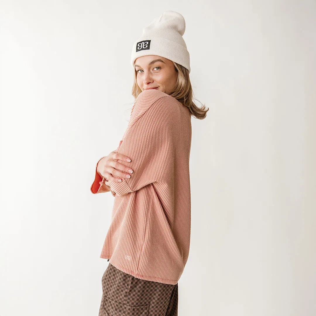 Sabrina Ribbed Pullover, Dusty Rose