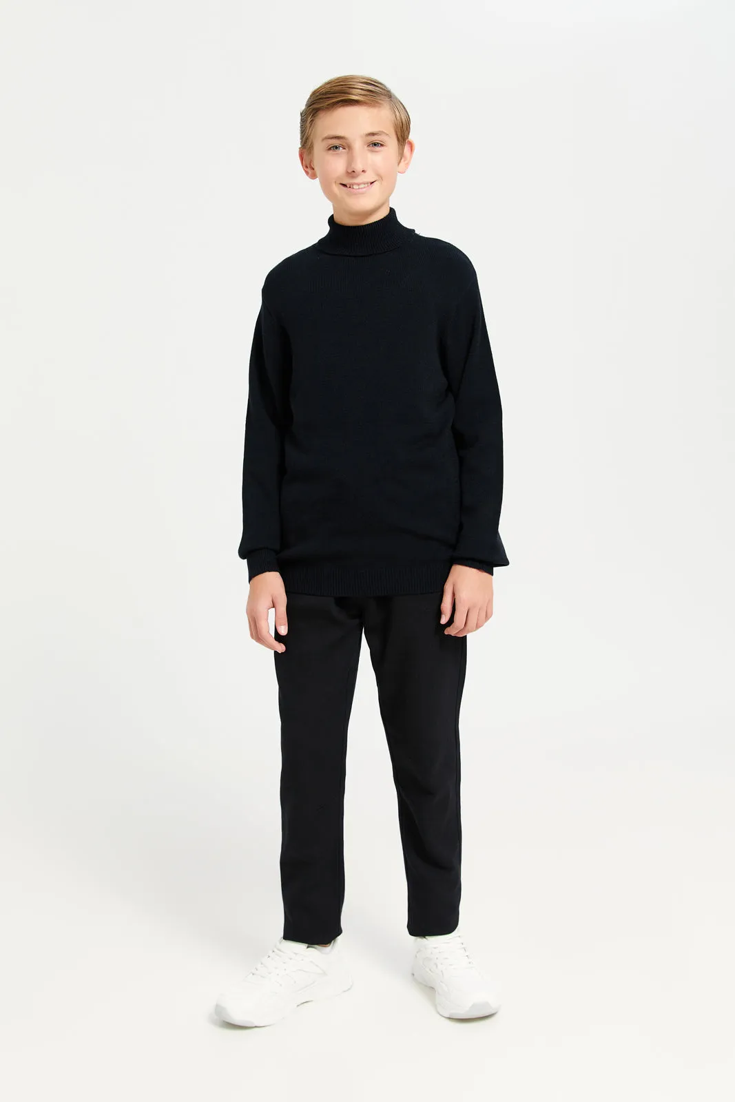 Senior Boys Black Turtle Neck Pullover