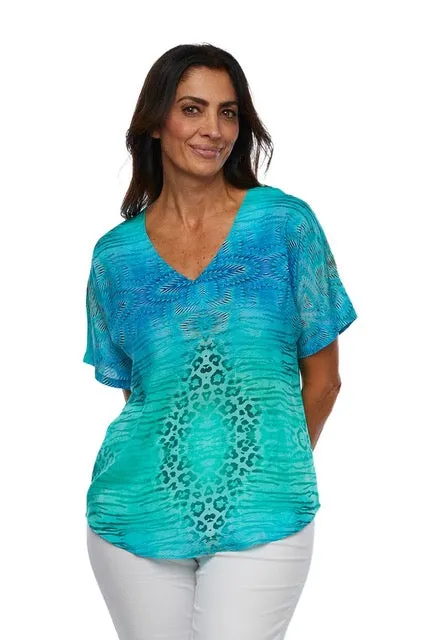 Short sleeve v-neck top (Spray)