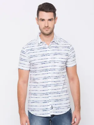 Spykar Men Blue Cotton Casual Shirts