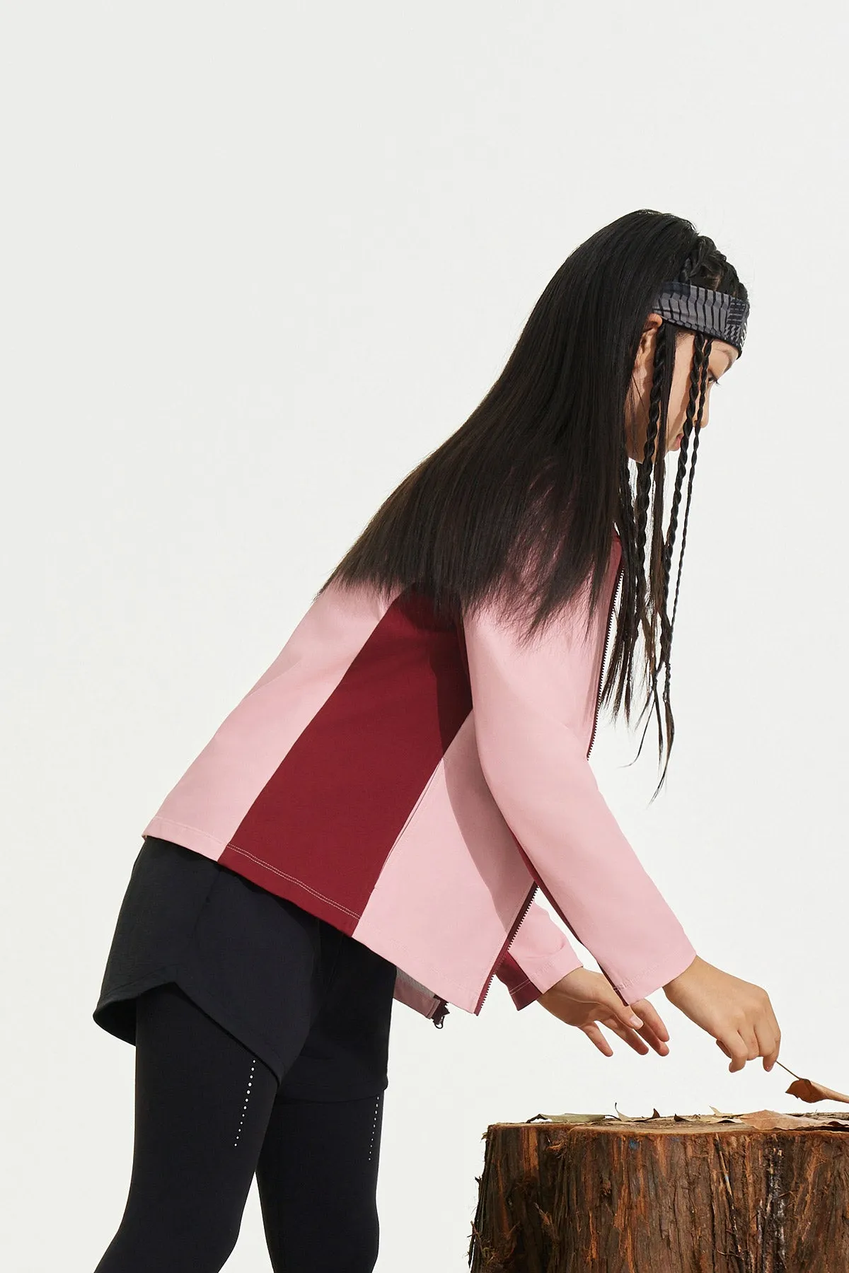 Stand Collar Colour Blocking Jacket