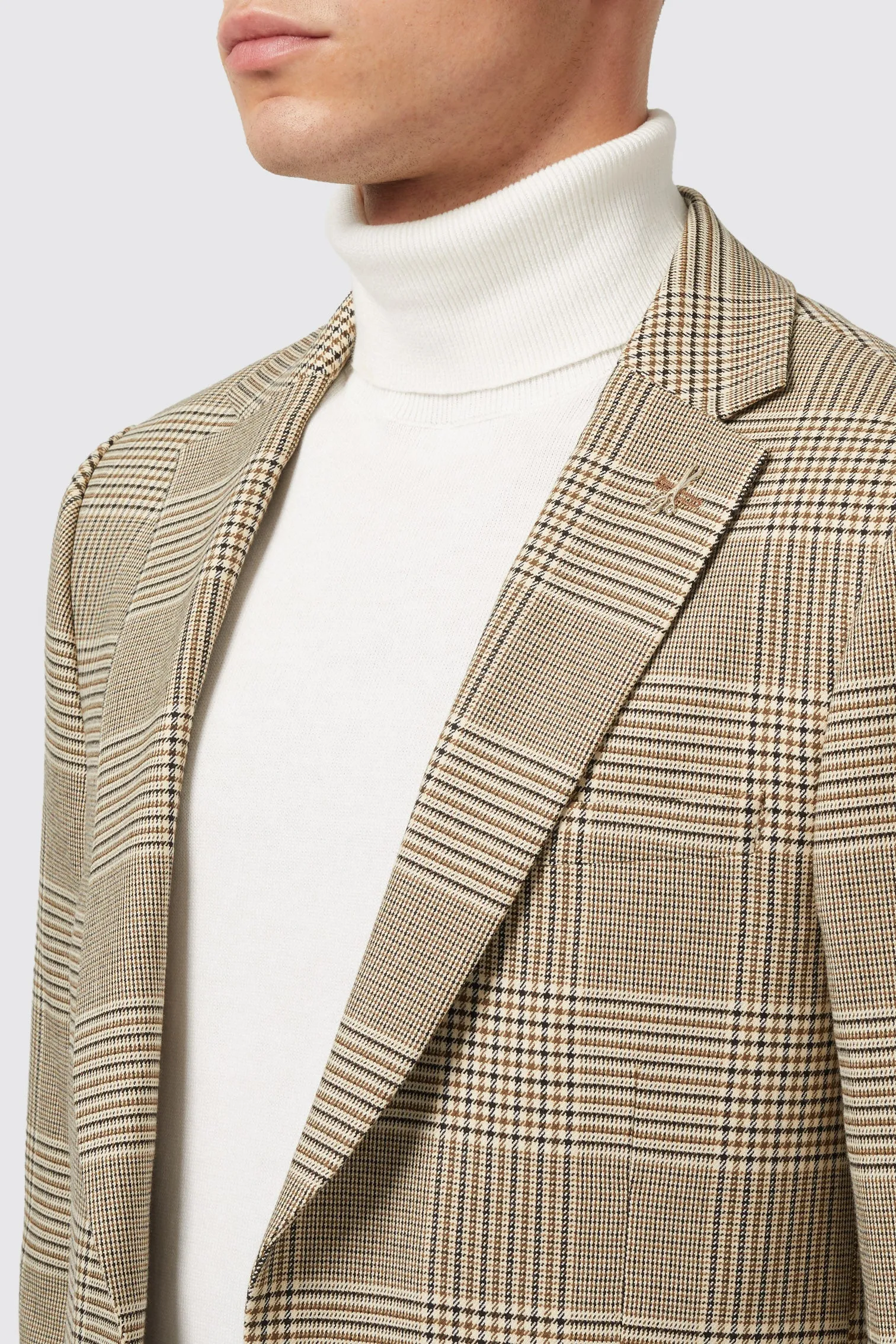 Strauss Slim Fit Neutral Check Suit