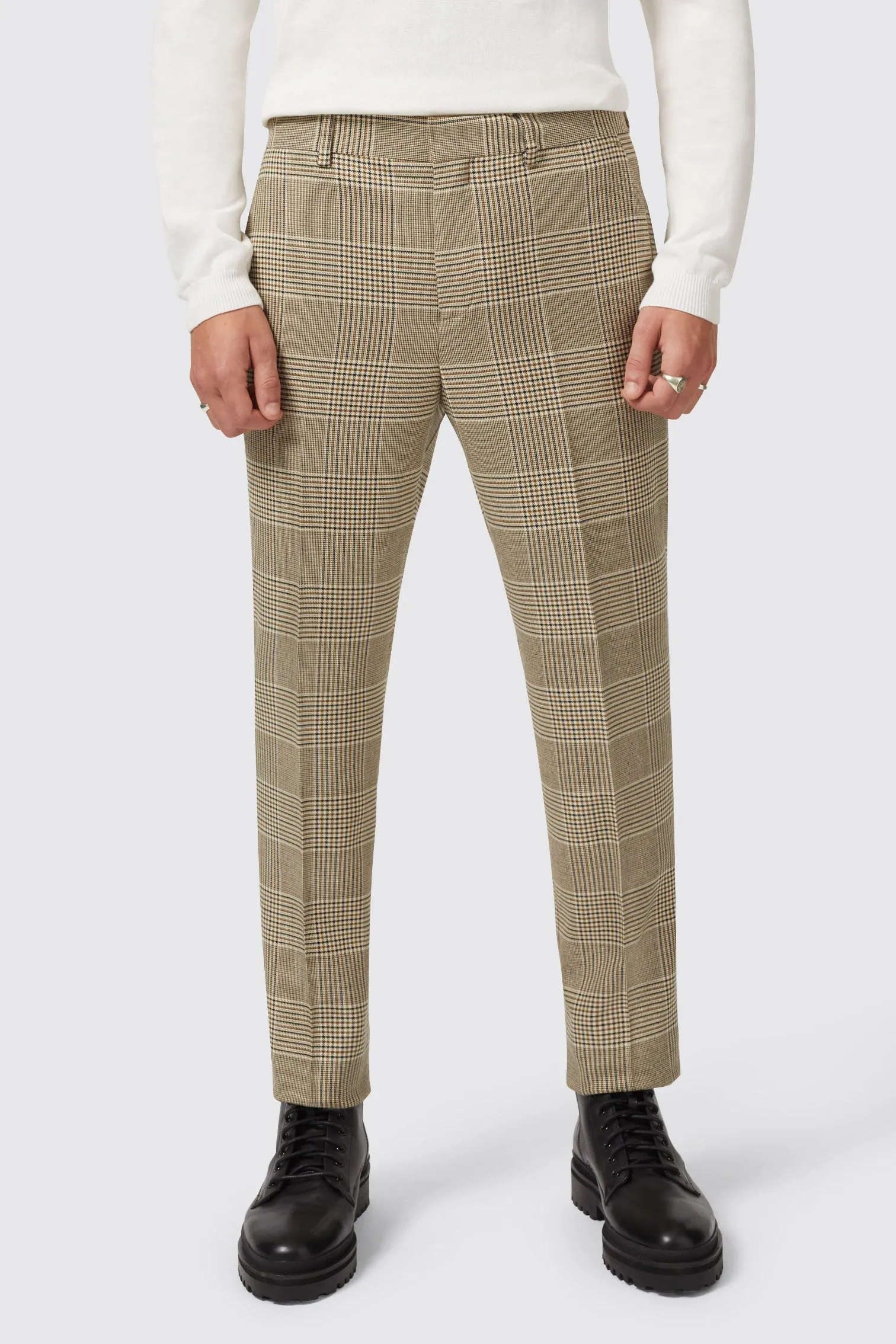 Strauss Slim Fit Neutral Check Suit