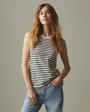 Striped Classic Cotton Muscle Tank - Turtledove Dark Navy