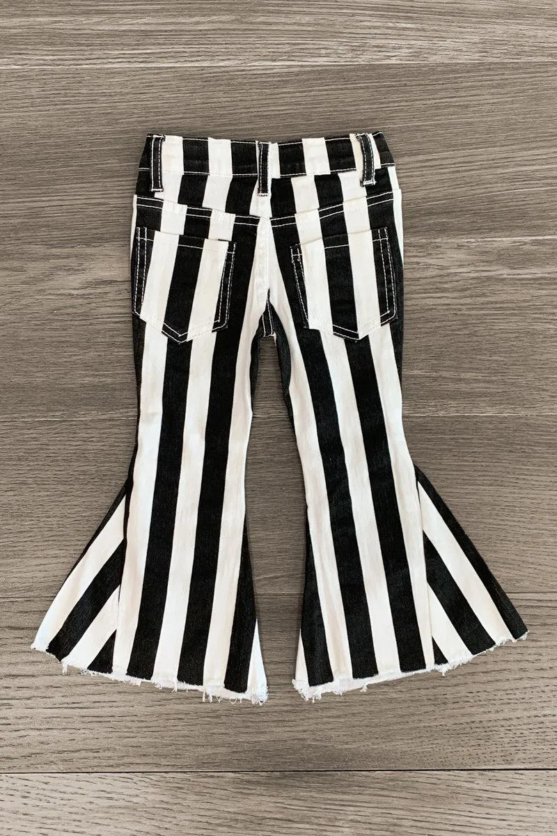 Striped Denim Flare Jeans