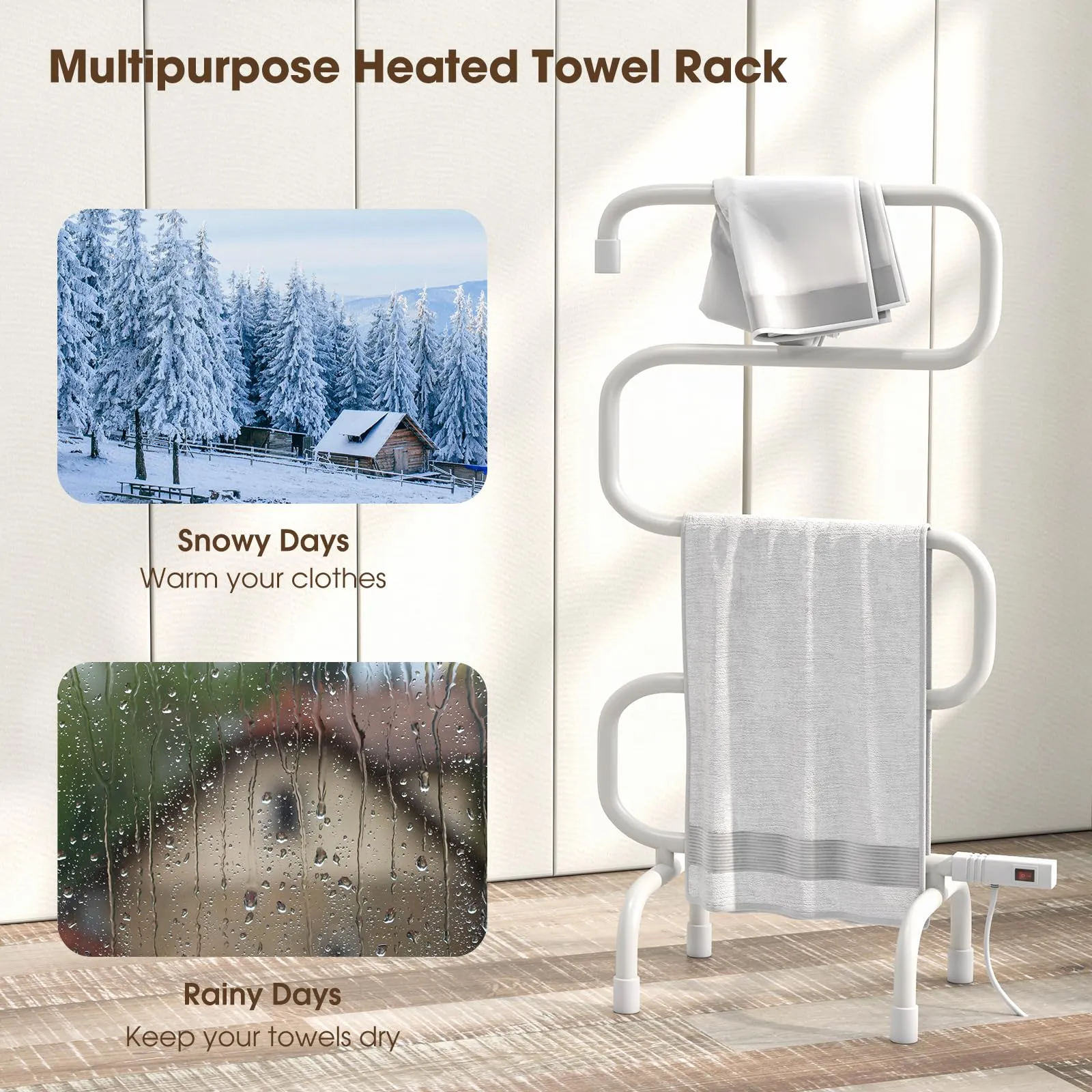 Tangkula Towel Warmer, Home Bathroom 100W Electric 5-Bar Towel Drying Rack