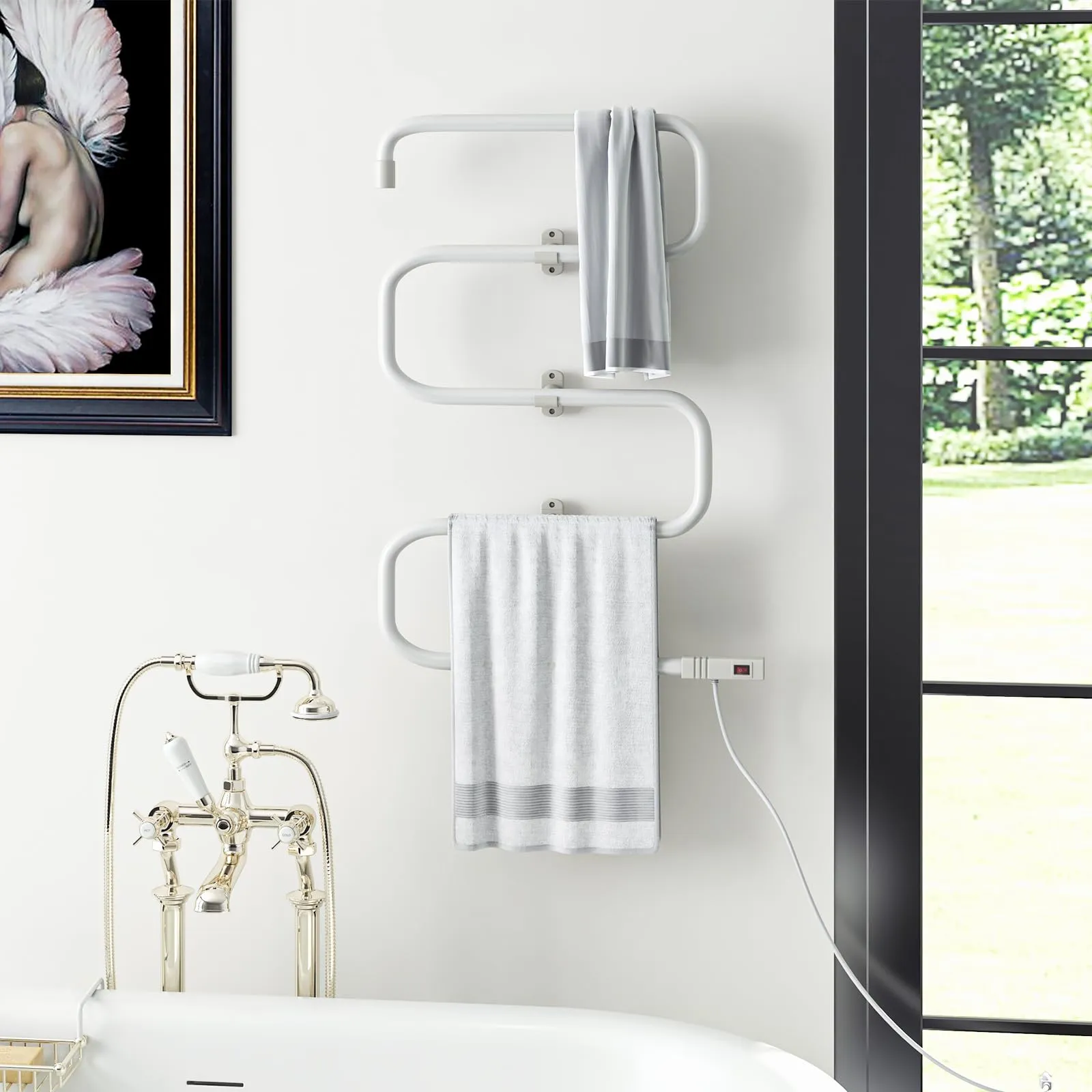 Tangkula Towel Warmer, Home Bathroom 100W Electric 5-Bar Towel Drying Rack