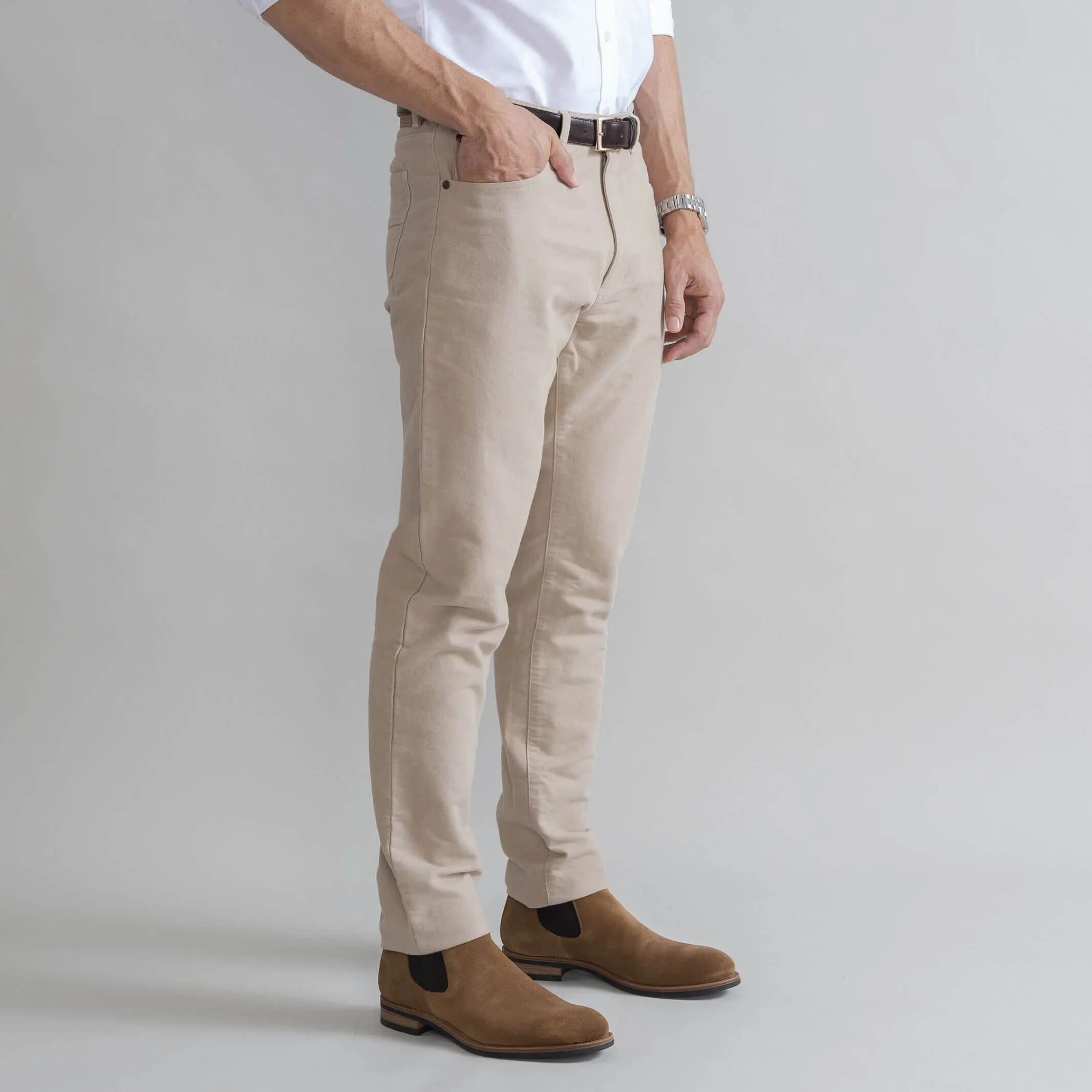 The Tan Moleskin Franklin 5 Pocket Custom Pant