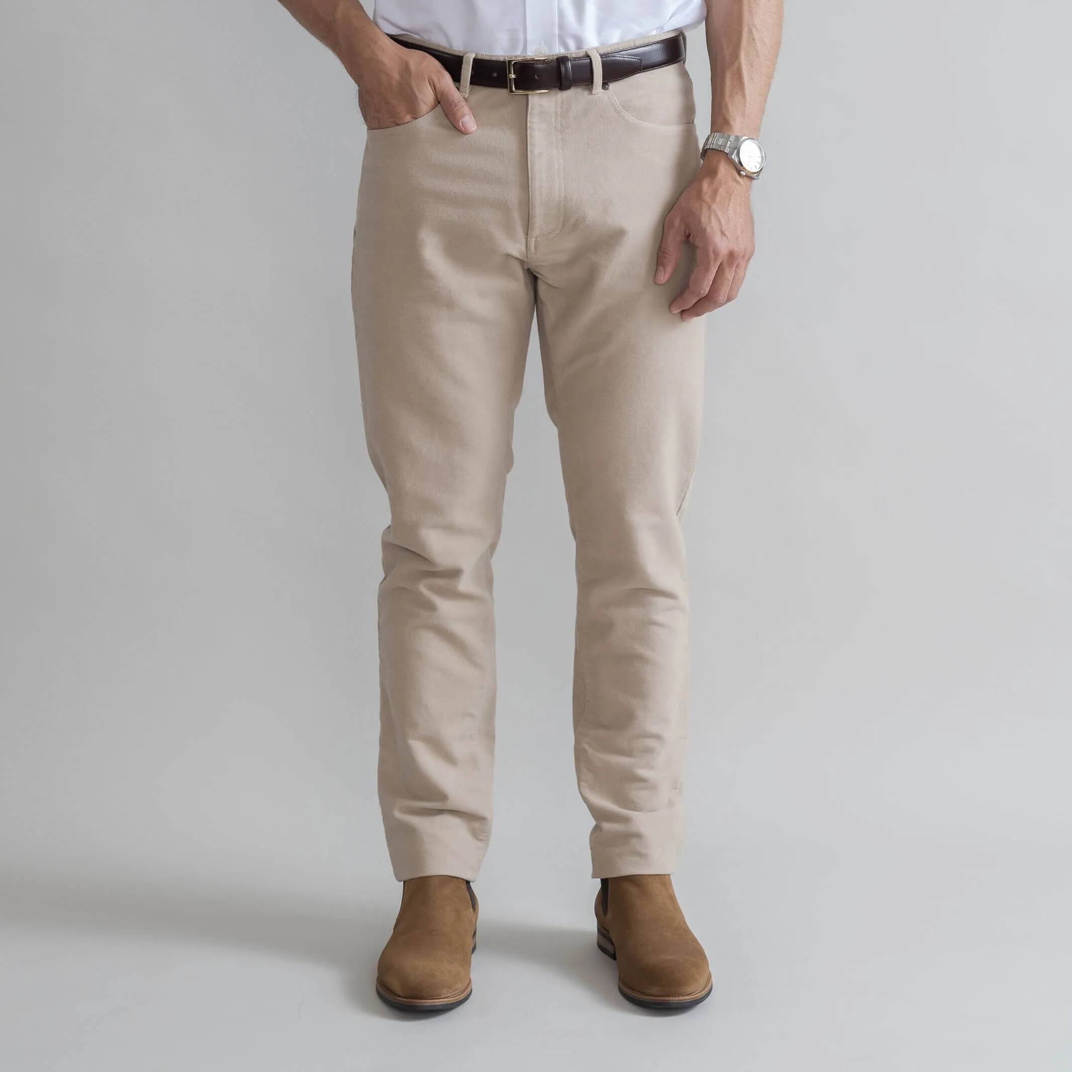 The Tan Moleskin Franklin 5 Pocket Custom Pant