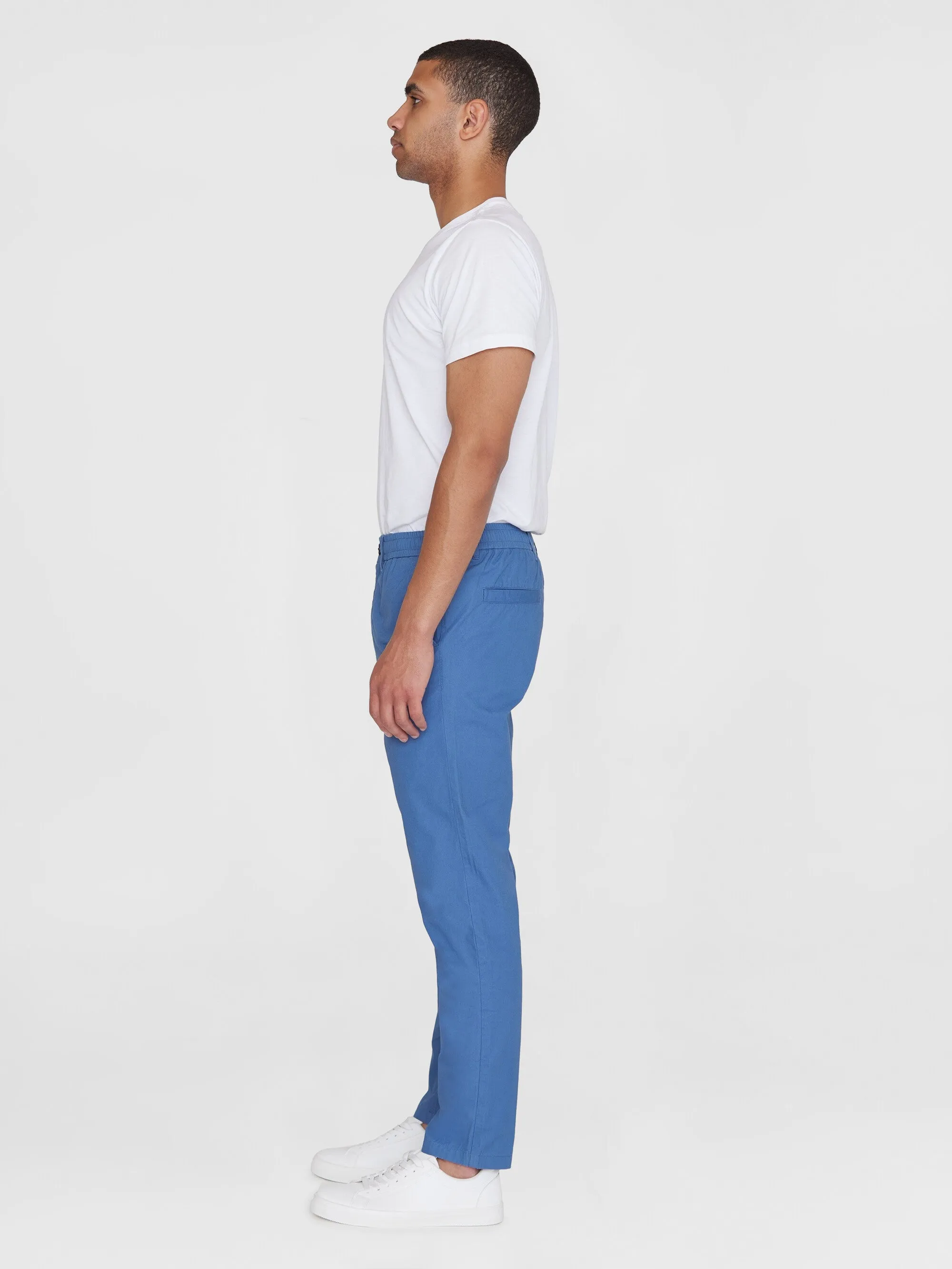 TIM tapered poplin elastic waist string pants - GOTS/Vegan - Moonlight Blue