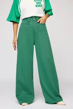 Verdant Green Denim Korean Pants