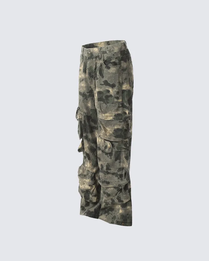 Vintage Camouflage Multi-Pocket Cargo Pants