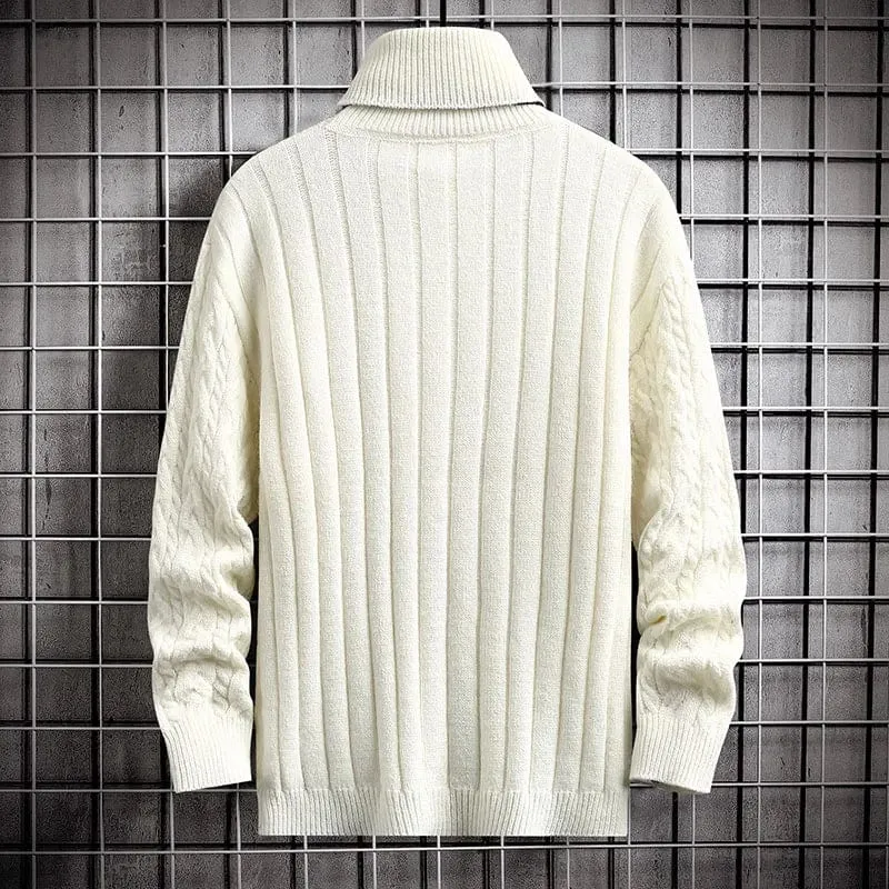 Warm Twist Pattern Turtleneck Men's Knitted Sweater Pullover