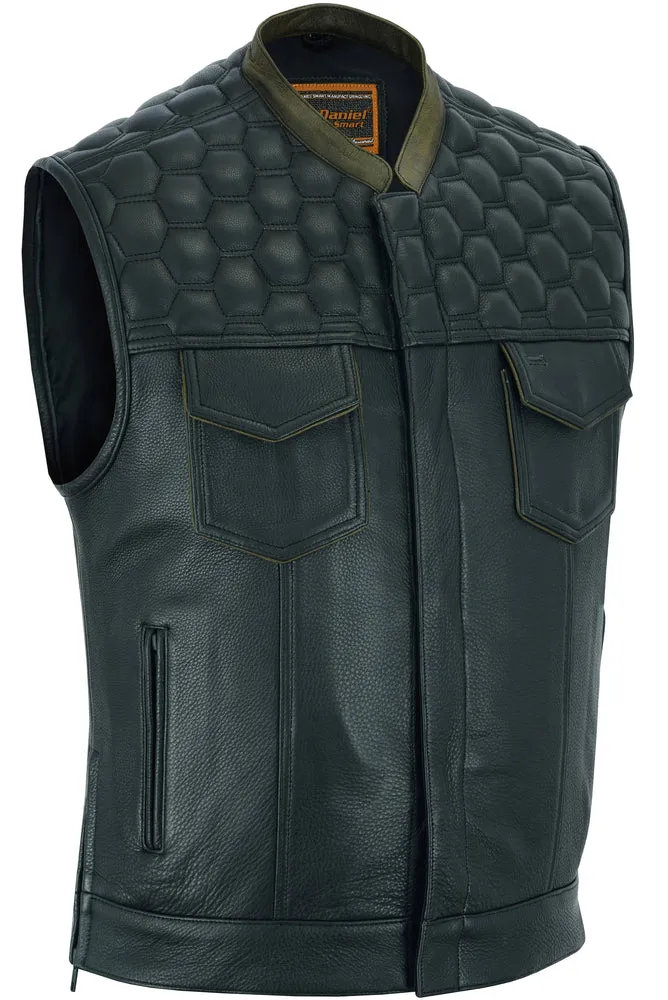 WHISKEY MOTORCYCLE MC STYLE VEST WITH HONEYCONE STYLE STITCHING CCW