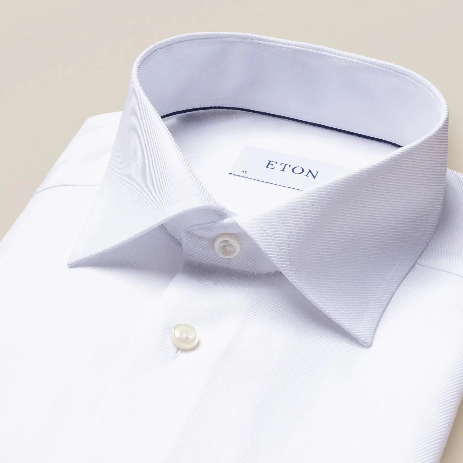 White textured twill shirt - Slim