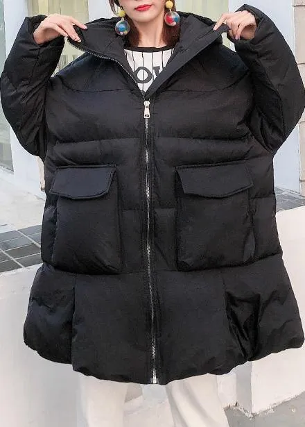 women black Parkas for women oversized snow jackets big pockets hooded winter coats