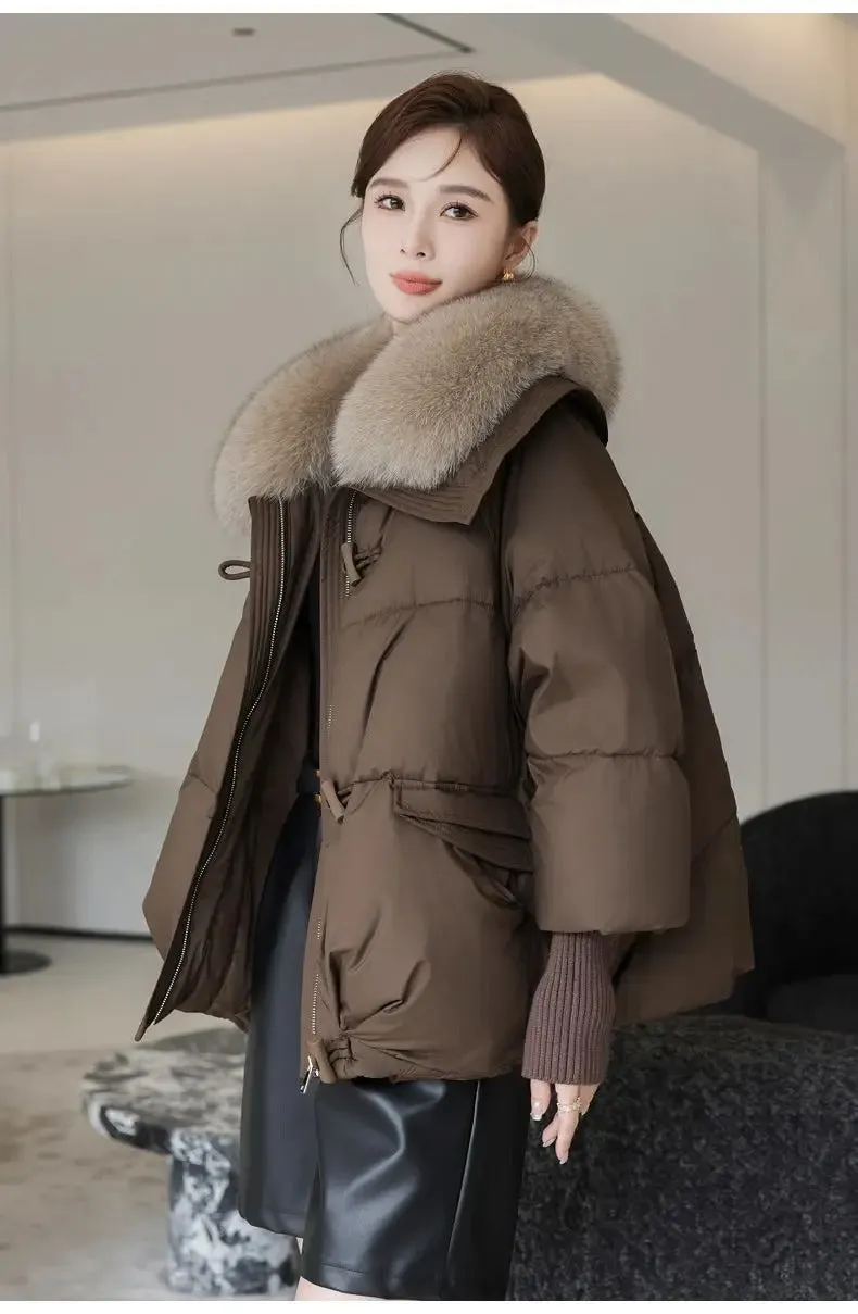 Women's Cotton Coat,Spliced Jacket,Korean Parkas,Female Clothing,Fur Collar,Winter,New