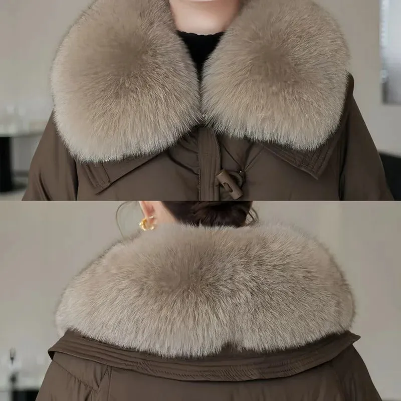 Women's Cotton Coat,Spliced Jacket,Korean Parkas,Female Clothing,Fur Collar,Winter,New