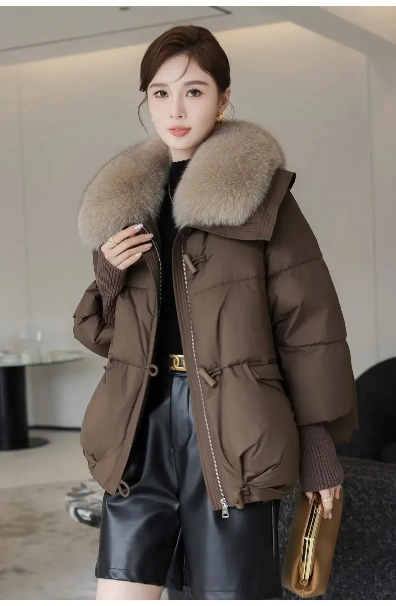 Women's Cotton Coat,Spliced Jacket,Korean Parkas,Female Clothing,Fur Collar,Winter,New