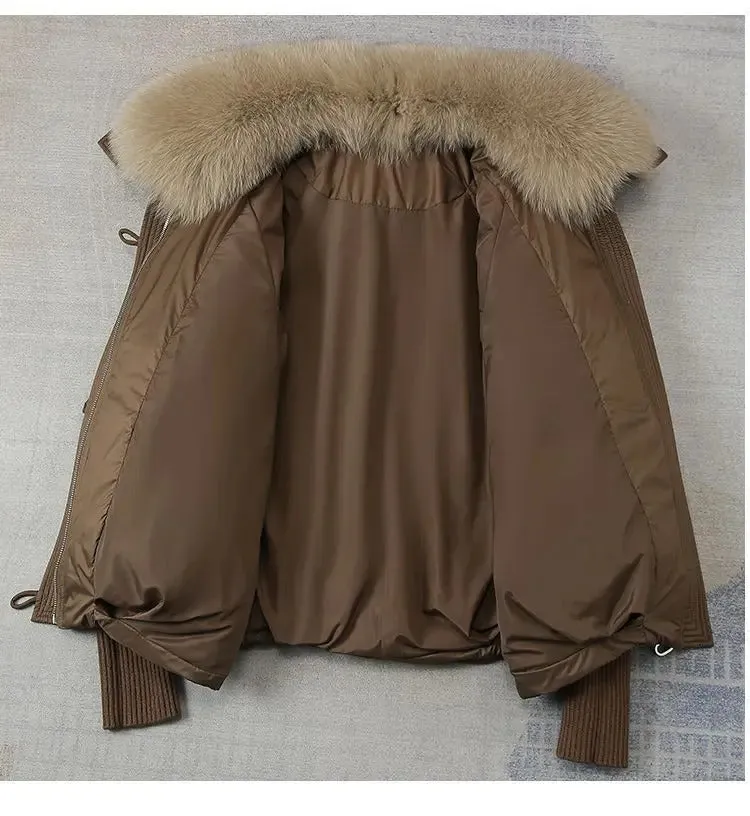 Women's Cotton Coat,Spliced Jacket,Korean Parkas,Female Clothing,Fur Collar,Winter,New