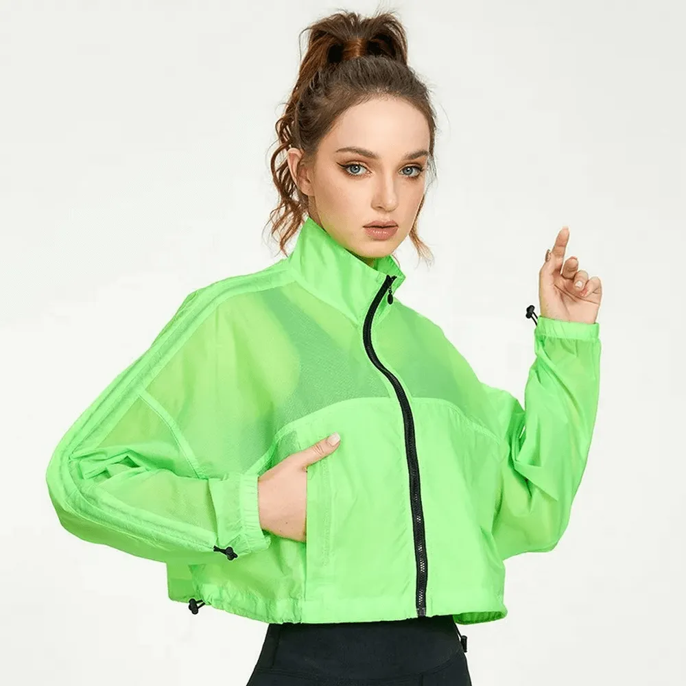 Women's Neon Windbreaker Jacket with Full Sleeves - SF2118