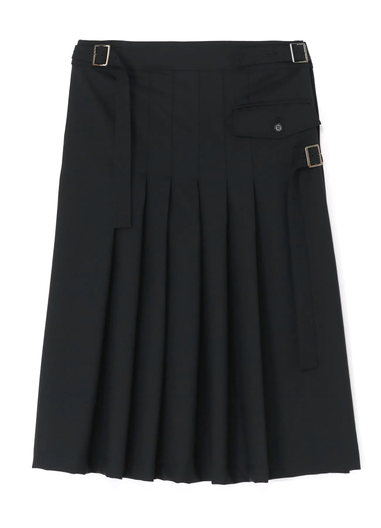 WOOL POLYESTER GABARDINE WRAPPED TUCK SKIRT