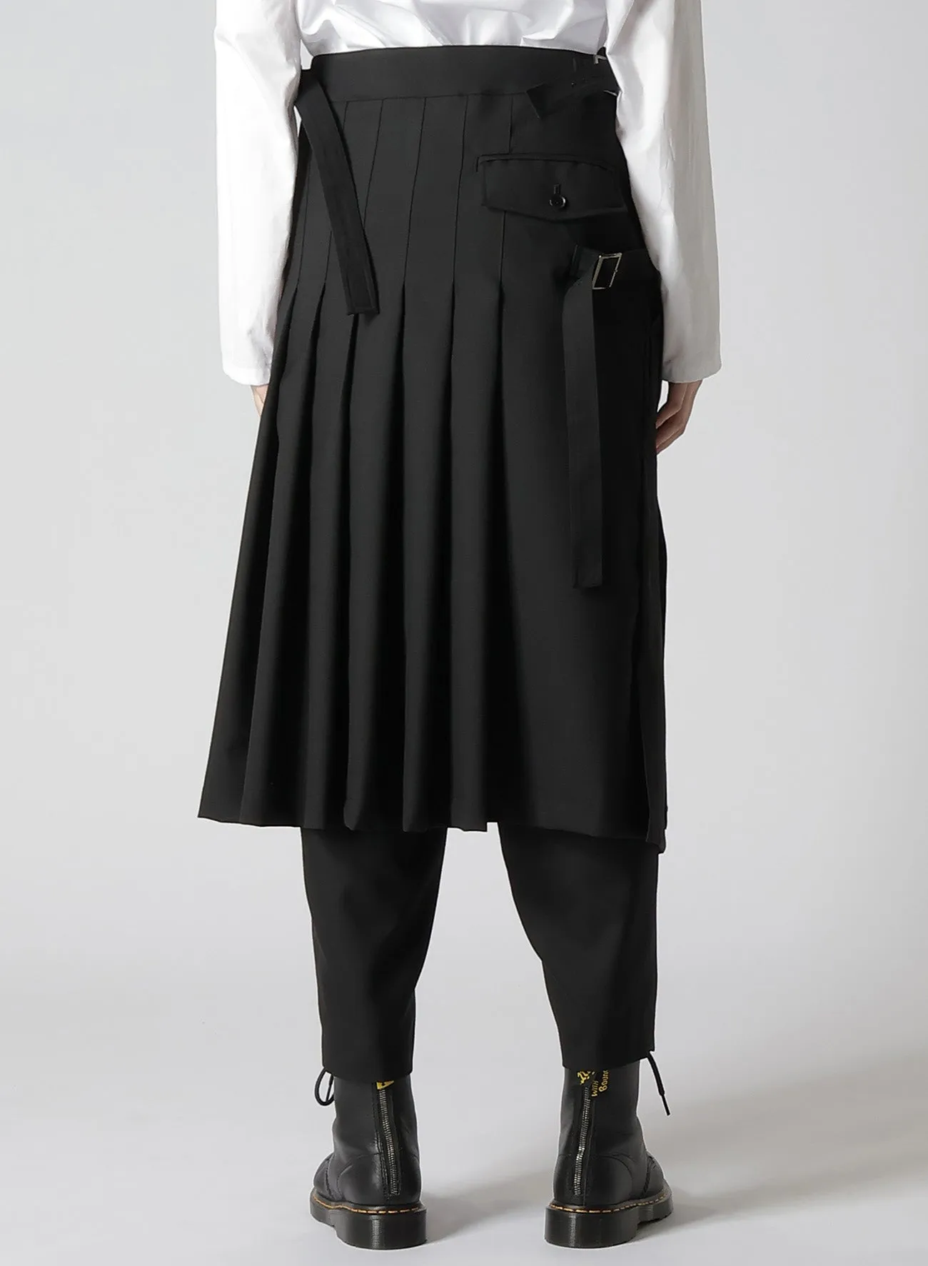 WOOL POLYESTER GABARDINE WRAPPED TUCK SKIRT