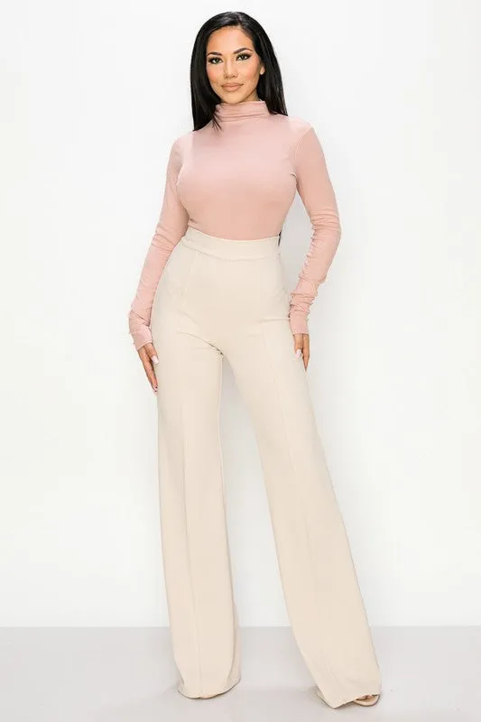 Work Chic White High Waist Wide Leg Pants