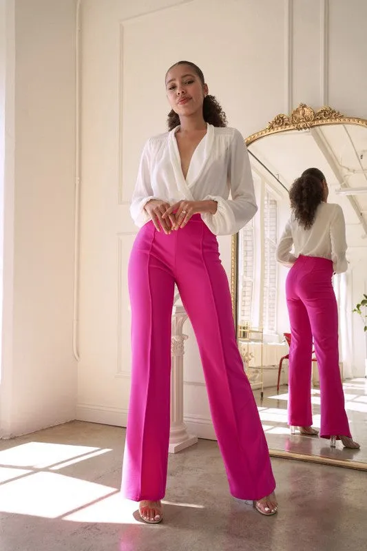 Work Chic White High Waist Wide Leg Pants